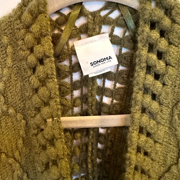 Olive green open knit cardigan - Picture 3 of 5